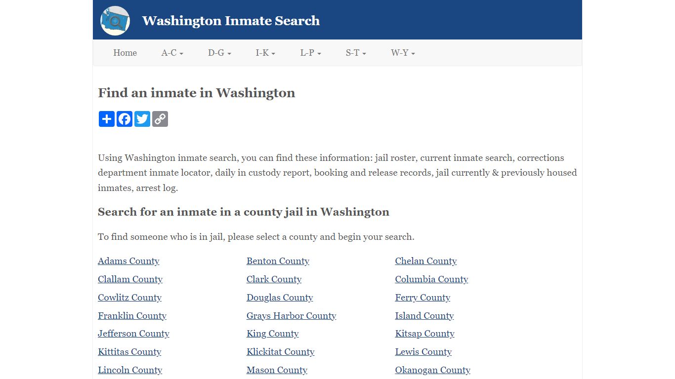 Washington Inmate Search